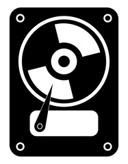 Hard disk icon illustration, black on white background