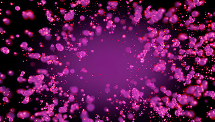 Render of many small purple red particles flying on black festive background, wallpaper, texture. background, Three-dimensional illustration,Trendy backdrop for your design.png