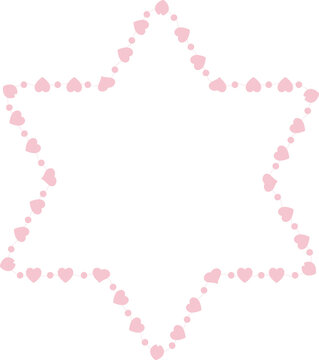 Hexagram Shape Hexagram frame flower border floral vector cute pink pastel decoration love pattern classic romantic photo frame design background wedding anniversary birthday valentine Christmas