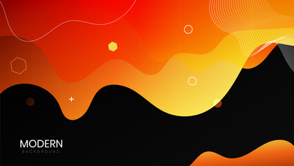 Modern liquid background with orange and black background