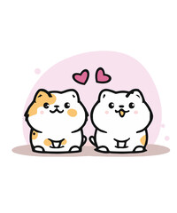 two cats cute cat cartoon couple