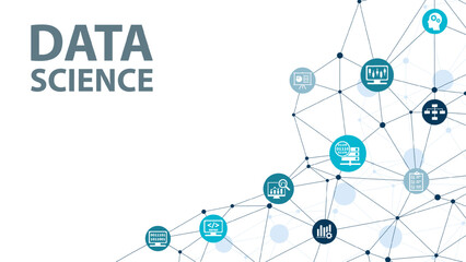 Data science banner web icon for Computer Science and insight, Ai, Big Data, algorithm, analyze, Statistic, knowledge, Deep and machine learning. minimal vector infographic concept.