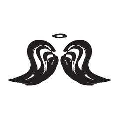 Vector sketch of angel wings on white background halo