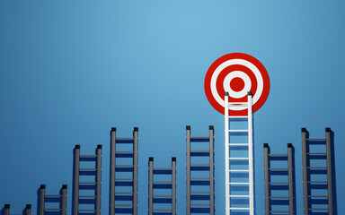 Ladder reaching a target above all others