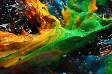 Fototapeta na wymiar A colorful liquid is being splashed in the air
