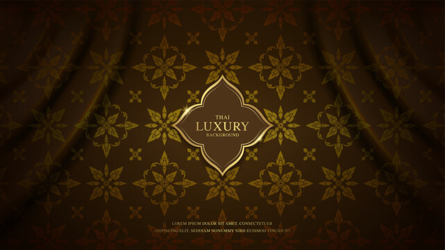 Thai art and asian style luxury pattern banner gold background