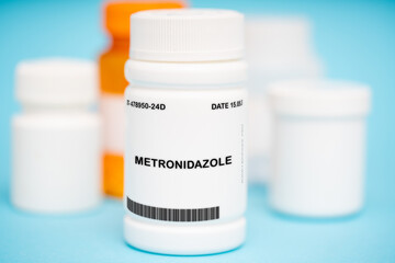 Metronidazole medication In plastic vial