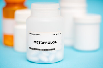 Metoprolol medication In plastic vial