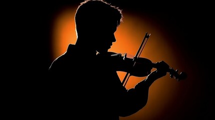 Fototapeta premium silhouette of a person with a violin