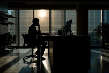 silhouette of a person at the office
