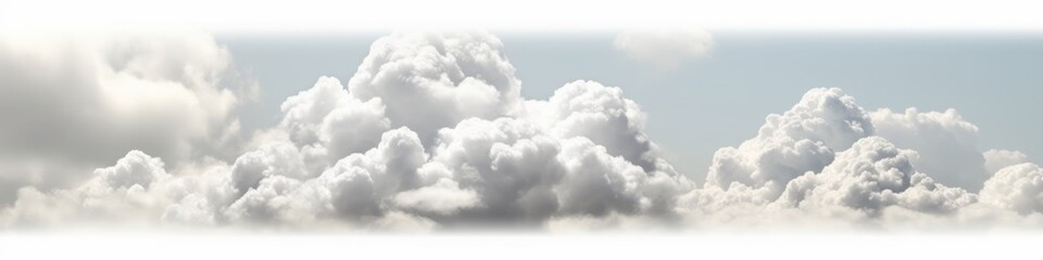 Obraz premium View on a soft white fluffy clouds as background. Generative ai