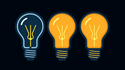 Three light bulb icon with different colors. Generative AI image