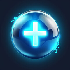 Fototapeta premium Bubble icon with a cross on it. Generative AI image