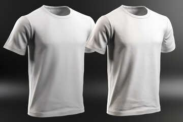 Two front and back portrait white t shirt mock up. Generative AI image