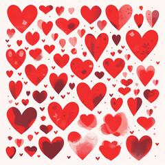 Fototapeta na wymiar Various red hearts are shown on a white background