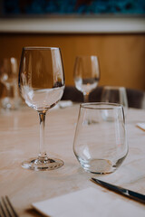 glasses on a table