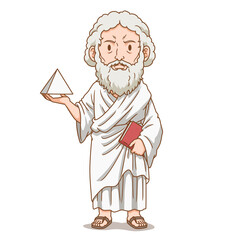 Cartoon character of Pythagoras, ancient Greek philosopher.