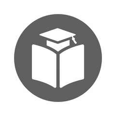 Graduation Cap and Book Icon.