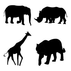 Animal silhouettes package, animal, giraffe, tiger