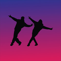 Fototapeta na wymiar silhouette of a dancing couple