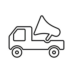 Advertisement, advertising van icon. Line, outline design.