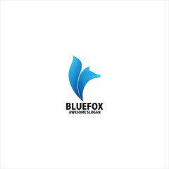 blue wolf logo design gradient color