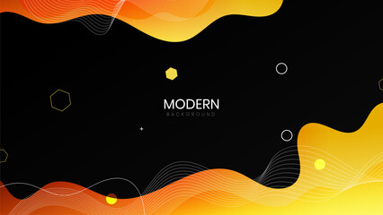Modern liquid background with orange and black color