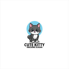 cute cat logo design mascot colorful
