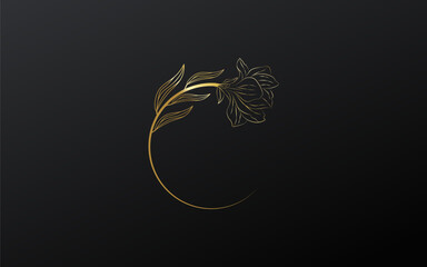  Golden flower circle line sketch set	
