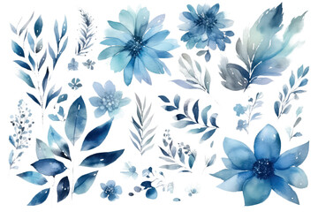 Fototapeta na wymiar pattern with spring blue flowers and leaves. floral pattern for wallpaper or fabric. AI Generative AI