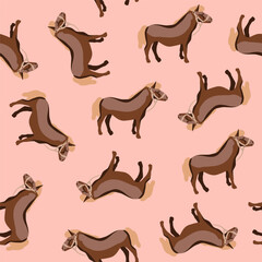 Vector isolated illustration of pattern with ponies. Pattern for printing.