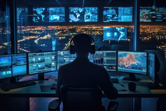 Futuristic Cybersecurity: Expert in a High-Tech Digital Environment