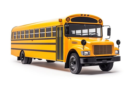 New modern school bus isolated on white background. Generative AI