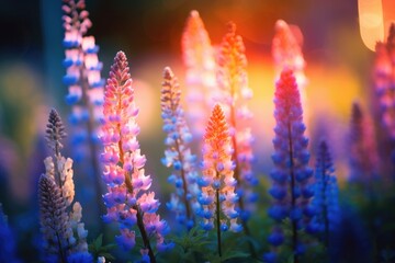 Obraz premium Nature's Tapestry: Vibrant Lupines in Full Bloom