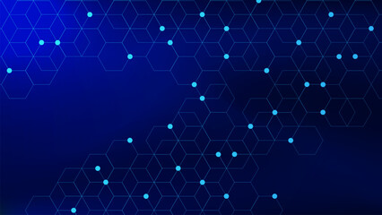 Obraz premium Abstract hexagons with particles for network connection, social network and communication technology. Medical science concept background.