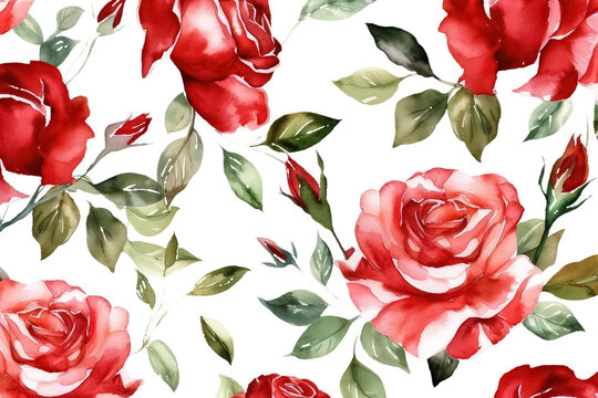 red rose, beautiful flower on isolated white background, watercolor illustration, AI Generative AI