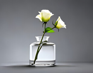 Fototapeta na wymiar Realistic Glass Flower Vase With Roses, AI-Generated Image
