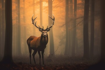 Graceful Stag Amidst the Serene Beauty of the Forest