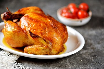 baked chicken with oranges, honey and soy sauce