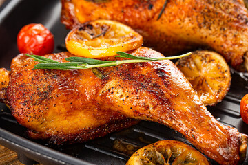 Homemade roasted chicken leg with Rosemary