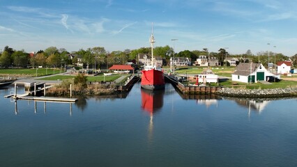 Lewes Delaware - Canalfront Park - Overfalls Lightship - obrazy, fototapety, plakaty
