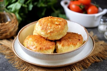 Homemade minced chicken cutlets with semolina.