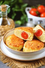 Homemade minced chicken cutlets with semolina.