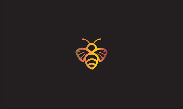 Bee logo vector outline minimalist graphic vector