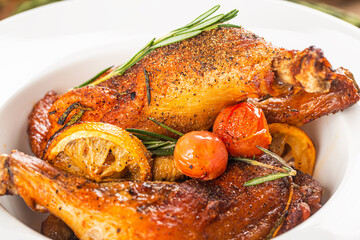 Homemade roasted chicken leg with Rosemary