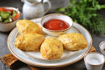 Dietary chicken cutlets baked in the oven