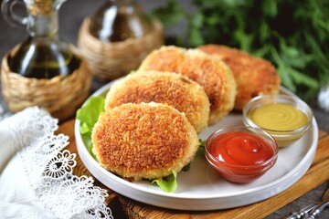 Chicken cutlets fried in panko breadcrumbs