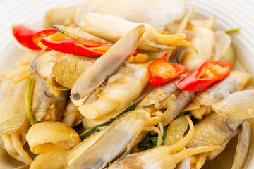 A plate of fried razor clams