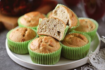 Healthy rice flour muffins with banana.