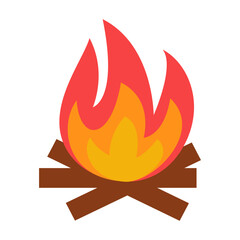 Bonfire flat icon isolated on white background. Camping symbol vector illustration.